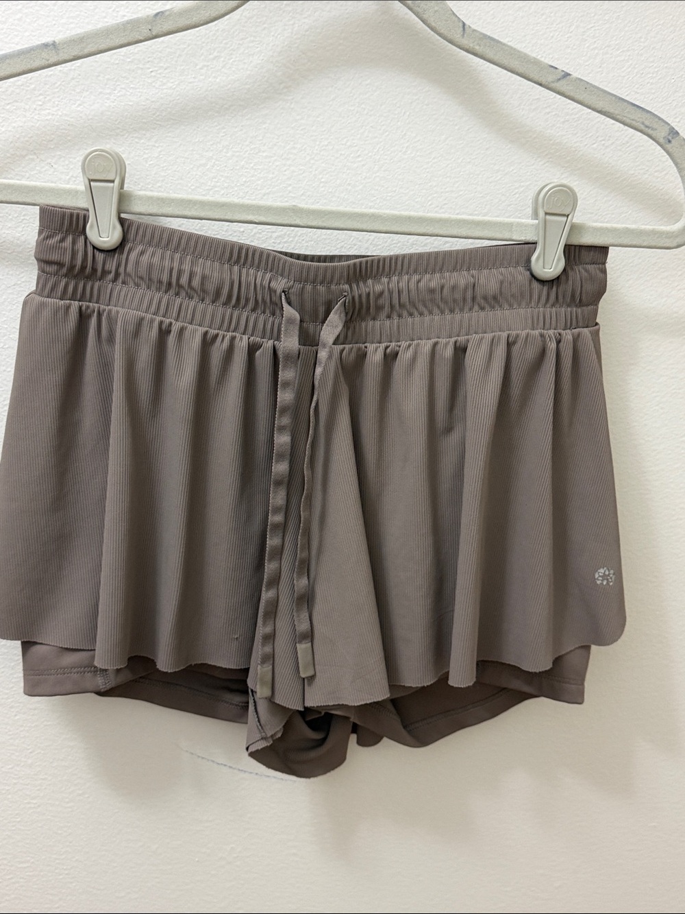 Women's Gray Layered Drawstring Shorts
